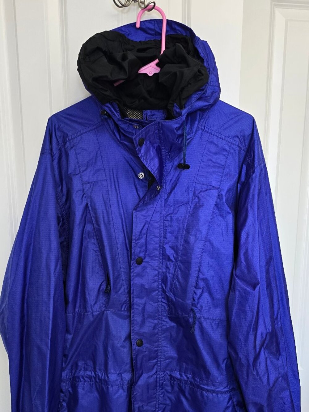 Vintage 90s REI Blue Waterproof Rain Shell Jacket Men’s Large Full Zip Hooded Go